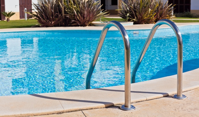 Outdoor Swimming pool with Ladder.